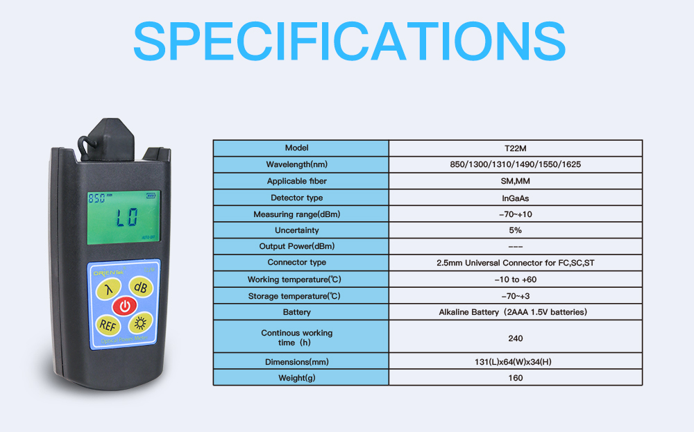 ORIENTEK T22M Optical Power Meter