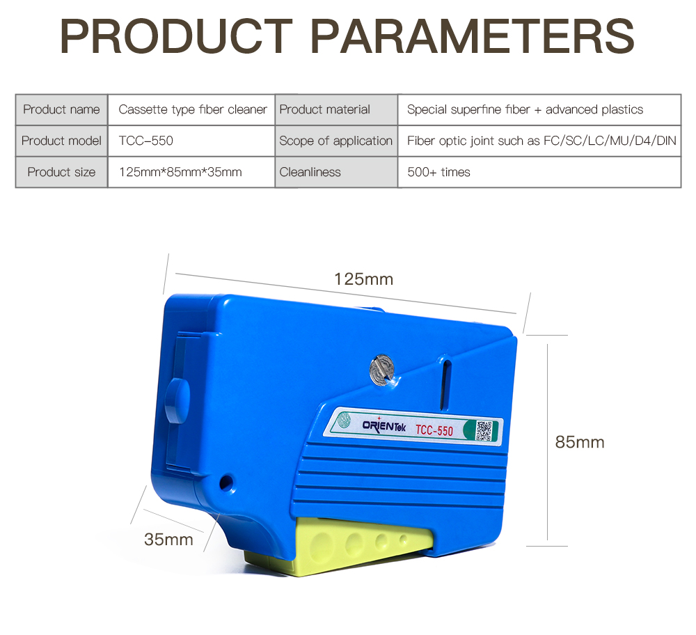 ORIENTEK TCC-550 Fiber Optic Connector Cleaner Optical Cassette Clean Tool