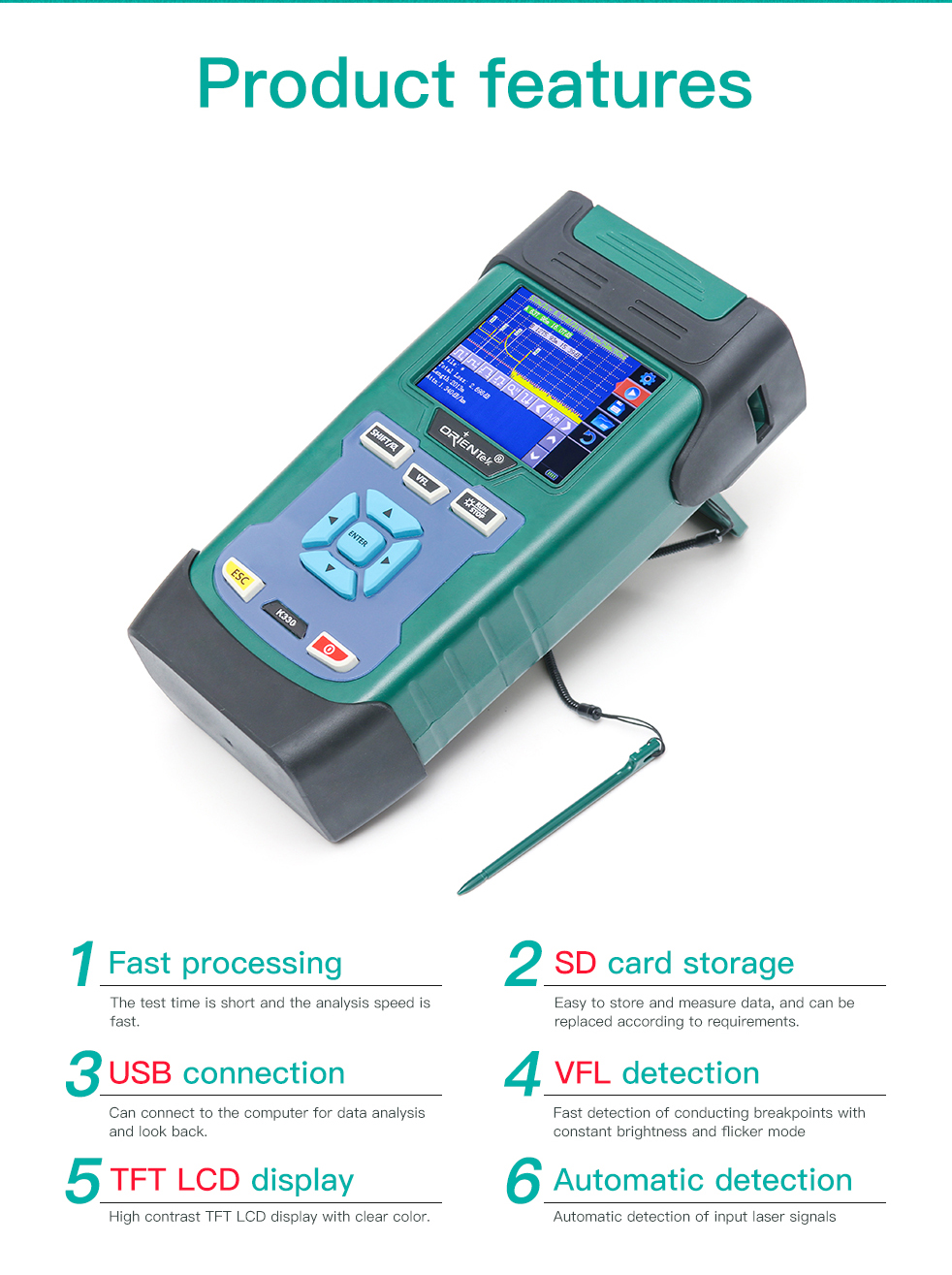 Orientek K330 / K320 OTDR Mini Fiber Optic OTDR Tester Детали